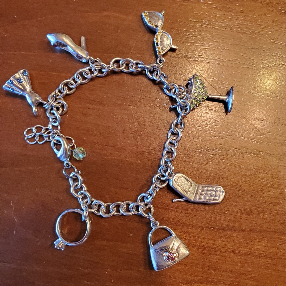 6" Silver Tone Fashion Charm Bracelet
